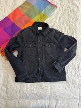 rag & bone Black Denim Jacket with Label Detail